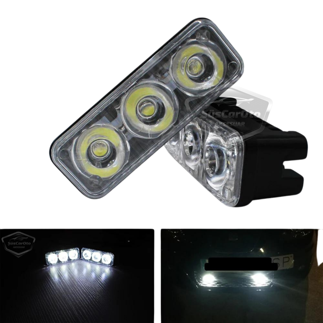 DRL 3 Led Mercekli Araba Gündüz Farı Araç Motosiklet Gündüz Ledi Oto DRL Led Lamba Güçlü Işık 12V Su Geçirmez Metal Beyaz 2 Adet image 7