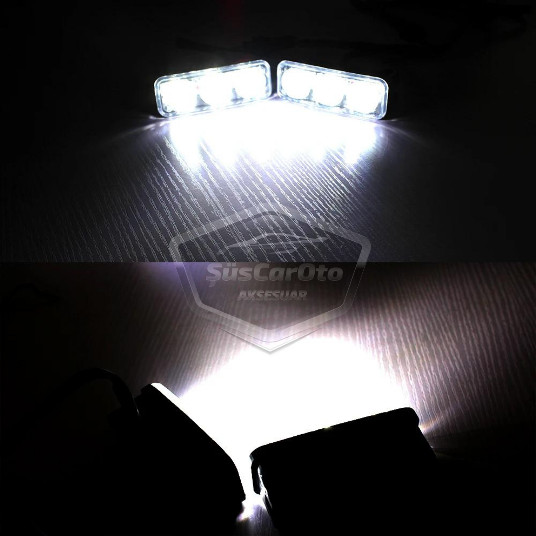 DRL 3 Led Mercekli Araba Gündüz Farı Araç Motosiklet Gündüz Ledi Oto DRL Led Lamba Güçlü Işık 12V Su Geçirmez Metal Beyaz 2 Adet image 5