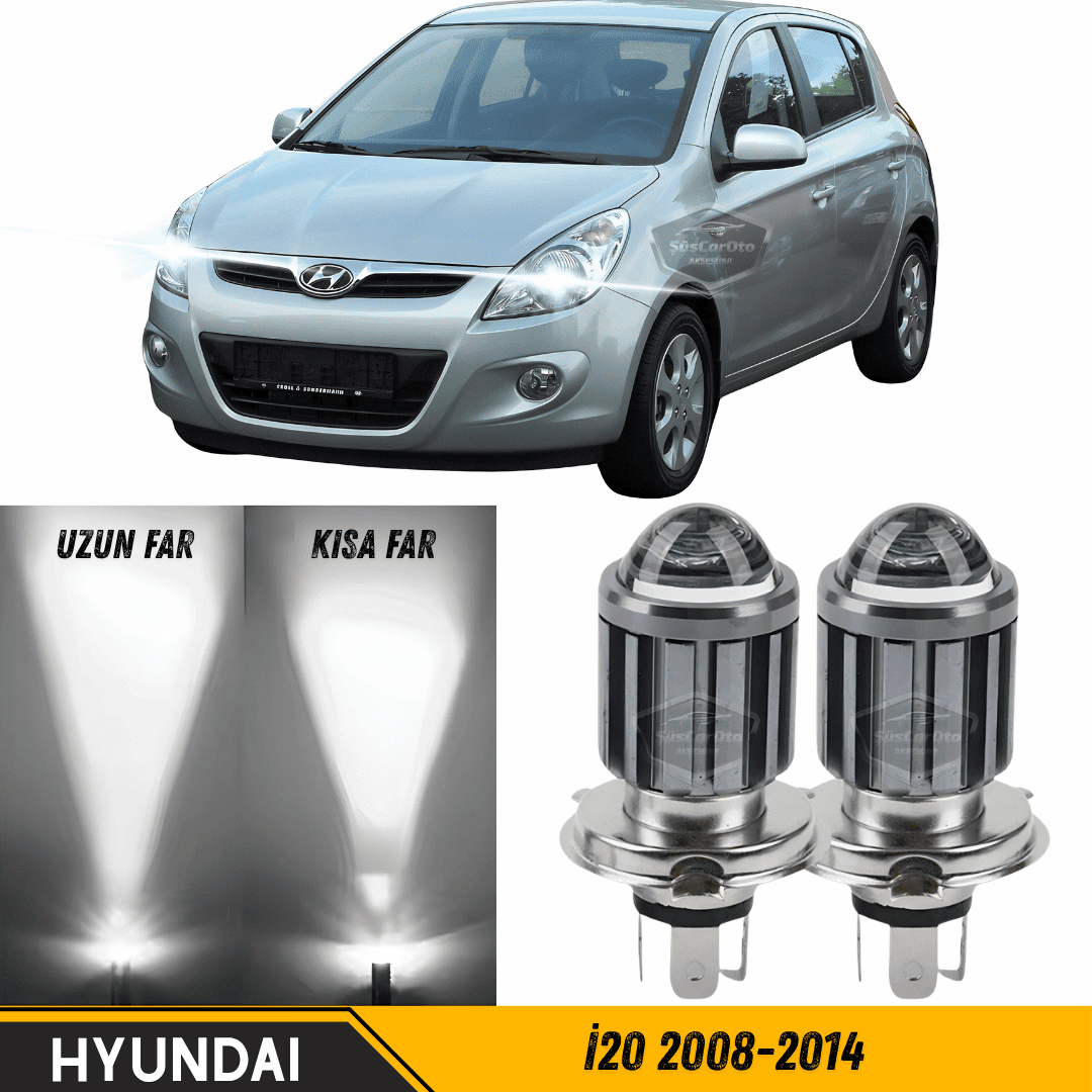 Hyundai İ20 2008-2014 Uyumlu Mercekli Far Ampulü Led Xenon Beyaz Renk Far Şimşek Etkili CSP Led Lamba Uzun Kısa 2 Adet Takım image 0