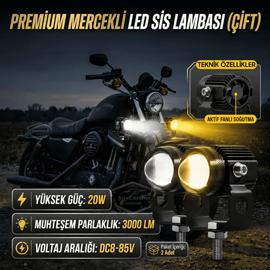 Motosiklet Turbo Fanlı Mini Sis Farı Çift Renk Sarı-Beyaz Scooter Araç Off Road Led Lamba 8V-85V Projektör Metal Kasa Arazi Çalışma Lambası 2 Adet Set image 0