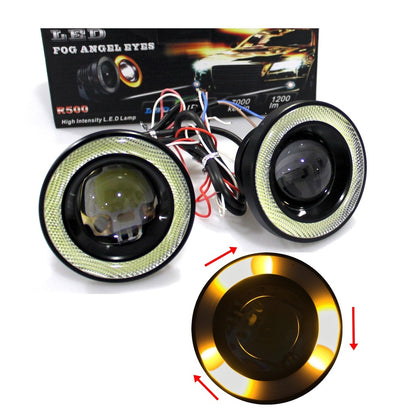 Üniversal Mercekli Angel Sis Farı Metal Su Geçirmez 89 mm Sarı Halkalı Angel Eyes image 5