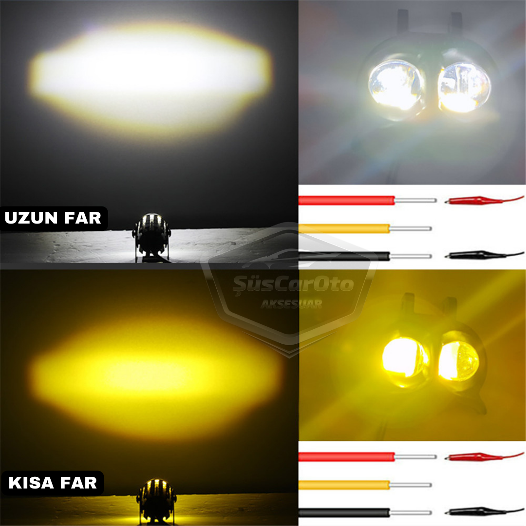 Baykuş Sis Farı Çift Renk Sarı-Beyaz Araç Motosiklet Off Road Led Lamba Delici Yayıcı Projektör 50W Metal Arazi Çalışma Lambası 1 Adet image 1