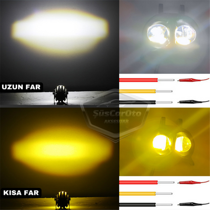 Baykuş Sis Farı Çift Renk Sarı-Beyaz Araç Motosiklet Off Road Led Lamba Delici Yayıcı Projektör 50W Metal Arazi Çalışma Lambası 1 Adet image 1