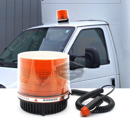 Mıknatıslı Çakarlı Tavan Tepe Lambası Yuvarlak Tip Off Road Ambulans İtfaiye Kurtarıcı Çakar Çakmaklık Girişli Su Geçirmez Turuncu 12-24V Tepe Çakar image 0
