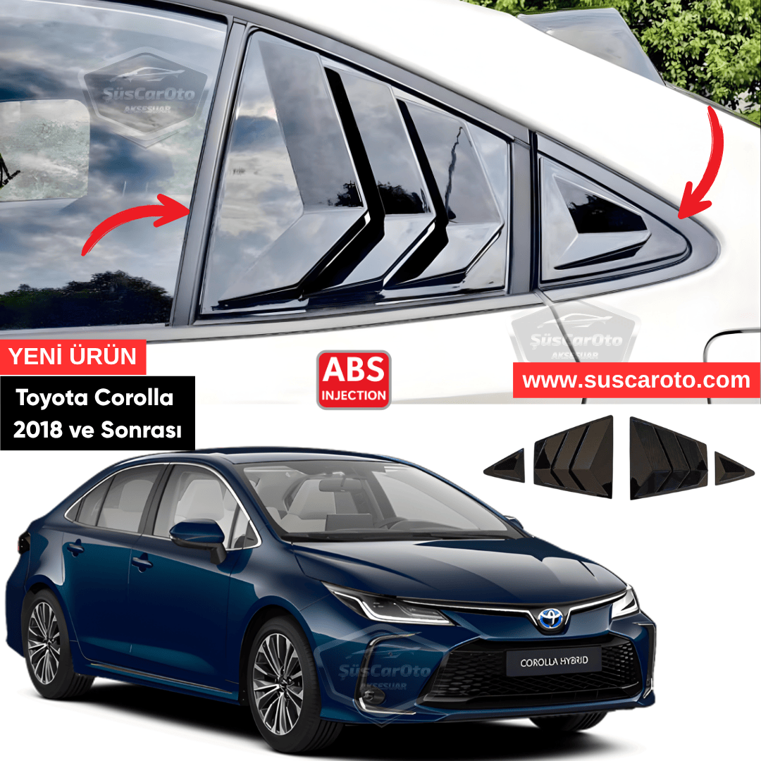 Toyota Corolla 2018 Sonrası E210 Uyumlu Kelebek Cam Izgarası Kelebek Cam Vizörü İthal Havalandırma Sağ Sol Takım Parlak Siyah 1.Sınıf image 0