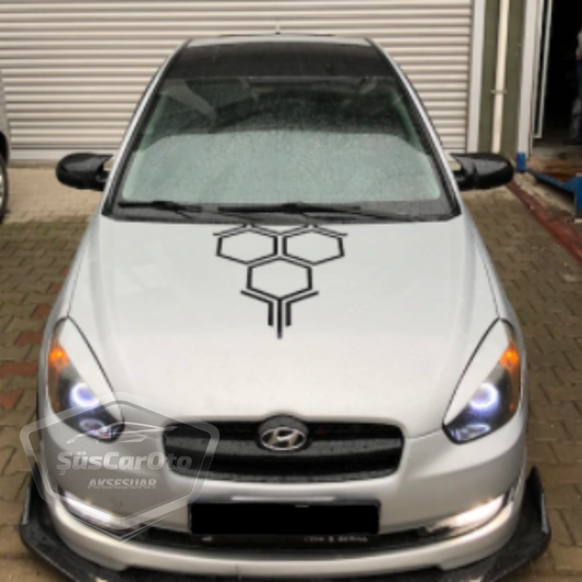 Hyundai Accent Era 2006-2012 Batman Yarasa Ayna Kapağı Piano Black ABS Plastik image 0