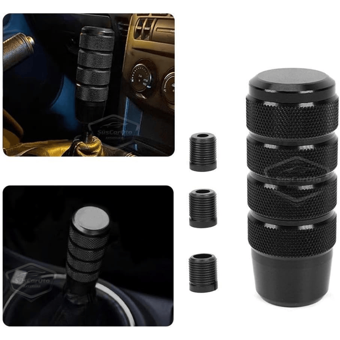 Üniversal 9.5 cm JDM Metal Spor Görünümlü Vites Topuzu Aparatlı Alüminyum Alaşım Otomatik-Manuel Yarış Vites Kolu Siyah image 2