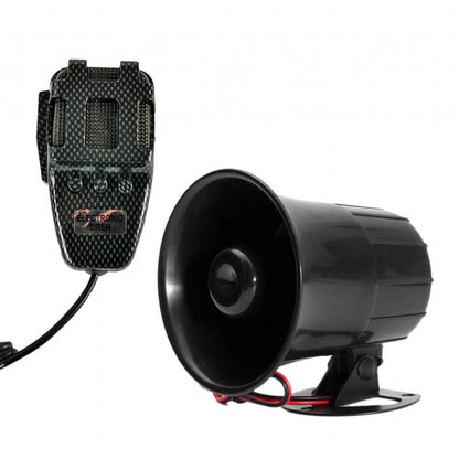 CARUB 3 Sesli Mikrofonlu Megafonlu 12V Polis Sireni 300 dB image 0