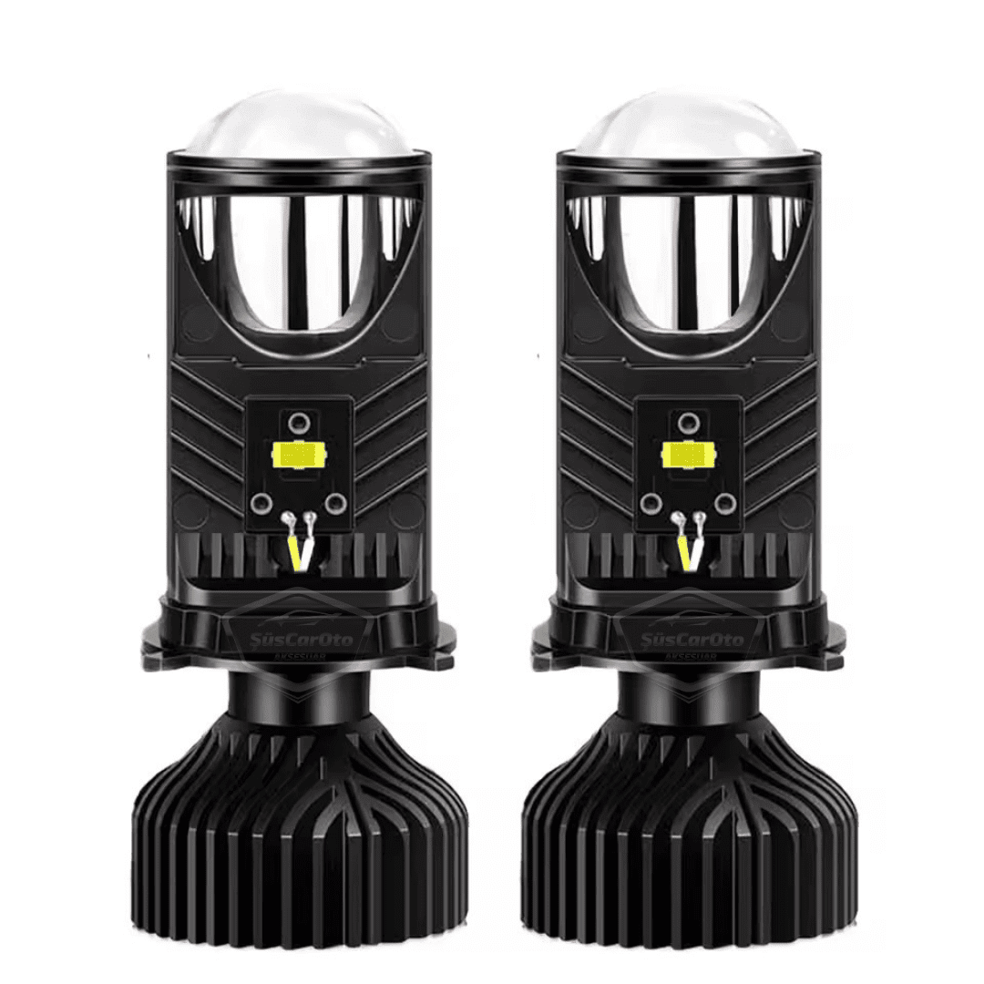 H4 Lazer Mercekli Far Ampulü Ufuk Çizgili Otomobil Araç Motosiklet Uyumlu Profesyonel Mini Projektör LED Beyaz Led Xenon Lamba Şimşek Etkili Uzun Kısa 2 Adet 9/36v image 7