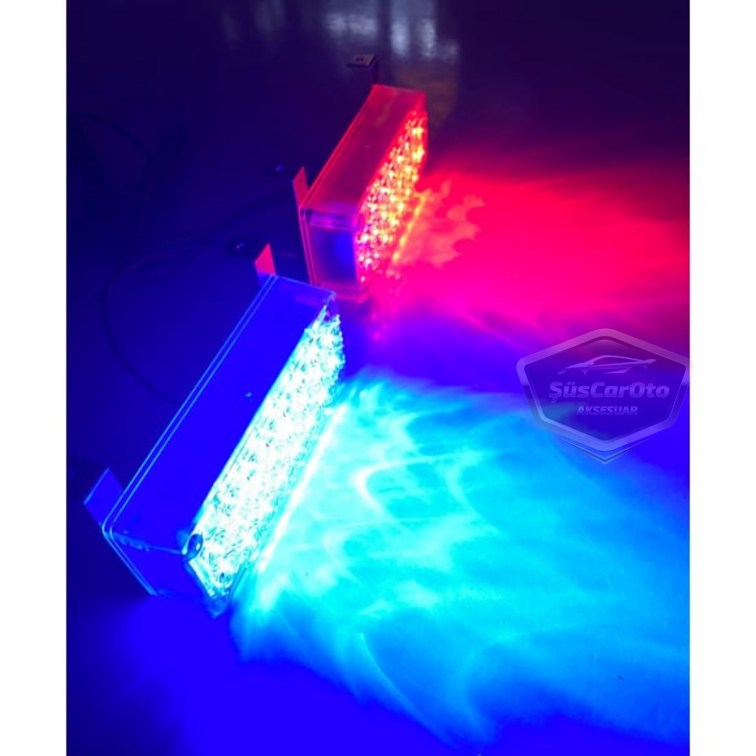 96 Led 3 Modlu Panjur İçi Çakar Led Panjur Arası Çakar Kırmızı Mavi 48x2 Led Lamba Flaşlı Polis Işığı 12V image 2