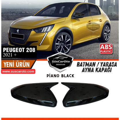Peugeot 208 2021 Sonrası Uyumlu Batman Yarasa Ayna Kapağı Piano Black ABS Plastik Sağ Sol Takım image 0