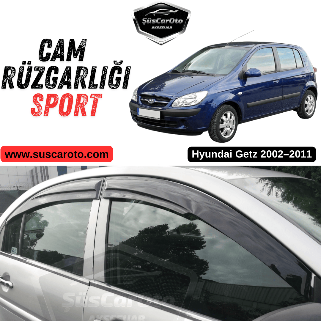 Hyundai Getz 2002–2011 Uyumlu Mugen Cam Rüzgarlığı Seti Piano Black 4'lü İthal Parlak Siyah image 0
