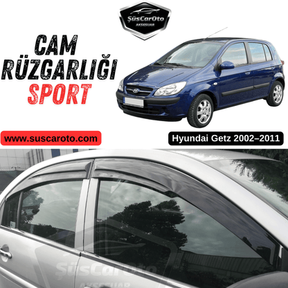 Hyundai Getz 2002–2011 Uyumlu Mugen Cam Rüzgarlığı Seti Piano Black 4'lü İthal Parlak Siyah image 0