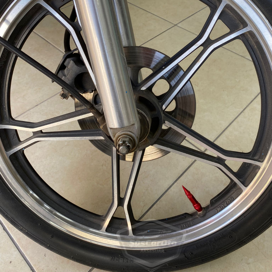Sivri Sibop Kapağı Mermi Sibop Kapağı Araba Motosiklet Bisiklet Metal 4 lü Set Kırmızı image 3