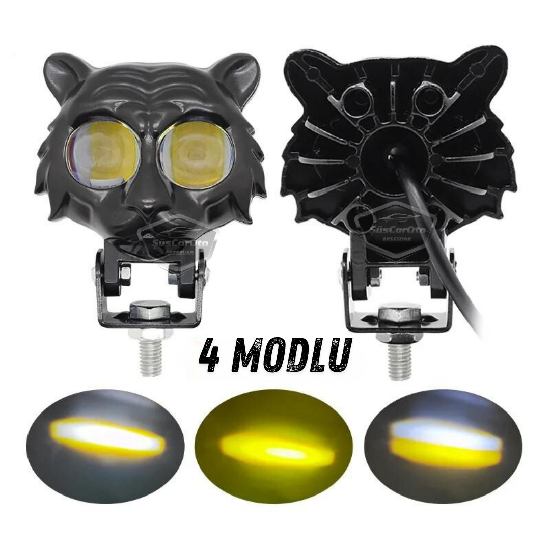 Kedi Göz Sis Farı Çift Renk Sarı-Beyaz 9-60V Araç Motosiklet Off Road Led Lamba Delici Yayıcı Projektör 50W Metal Arazi Çalışma Lambası 1 Adet image 1