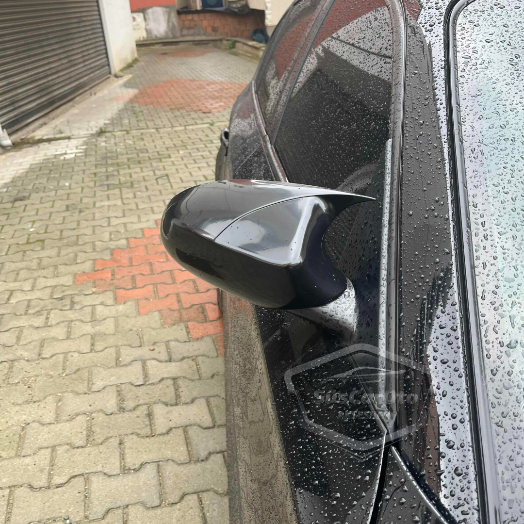 BMW E87 1 Serisi Makyajsız Kasa 2004-2009 Uyumlu Batman Yarasa Ayna Kapağı Piano Black ABS Plastik image 3