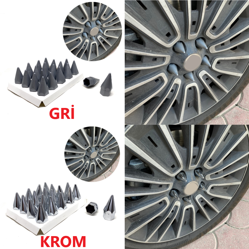 Sivri Mermi Bijon Kapağı Sökme Aparatlı 20 li Set 17 mm-19 mm image