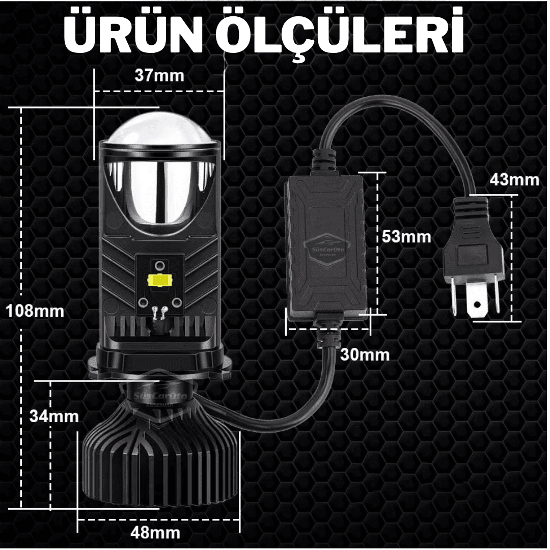 H4 Lazer Mercekli Far Ampulü Ufuk Çizgili Otomobil Araç Motosiklet Uyumlu Profesyonel Mini Projektör LED Beyaz Led Xenon Lamba Şimşek Etkili Uzun Kısa 2 Adet 9/36v image 4