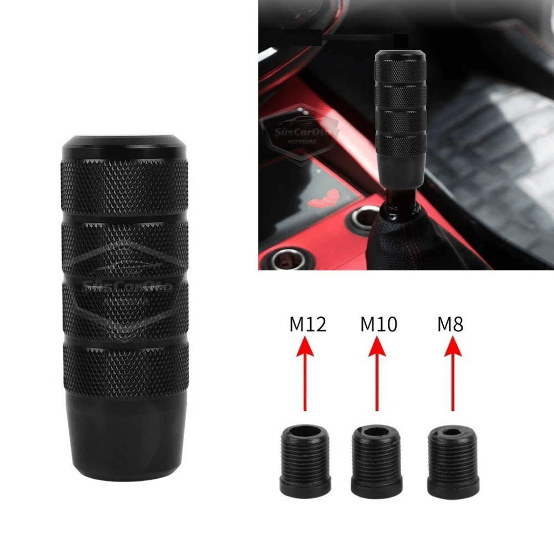 Üniversal 9.5 cm JDM Metal Spor Görünümlü Vites Topuzu Aparatlı Alüminyum Alaşım Otomatik-Manuel Yarış Vites Kolu Siyah image 4