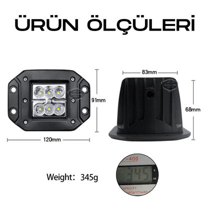 Gömme Tip Beyaz 6 Led Araç Motosiklet Off Road Led Lamba Delici Yayıcı Projektör 18W Metal Sis Arazi Çalışma Lambası 12v-24v 1 Adet image 4