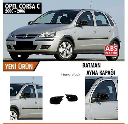 Opel Corsa C 2000-2006 Batman Yarasa Ayna Kapağı Piano Black ABS Plastik image 0