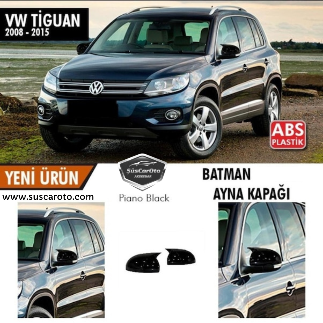 Vw Tiguan 2008-2015 MK1 MK1-FL Batman Yarasa Ayna Kapağı Piano Black ABS Plastik image 0