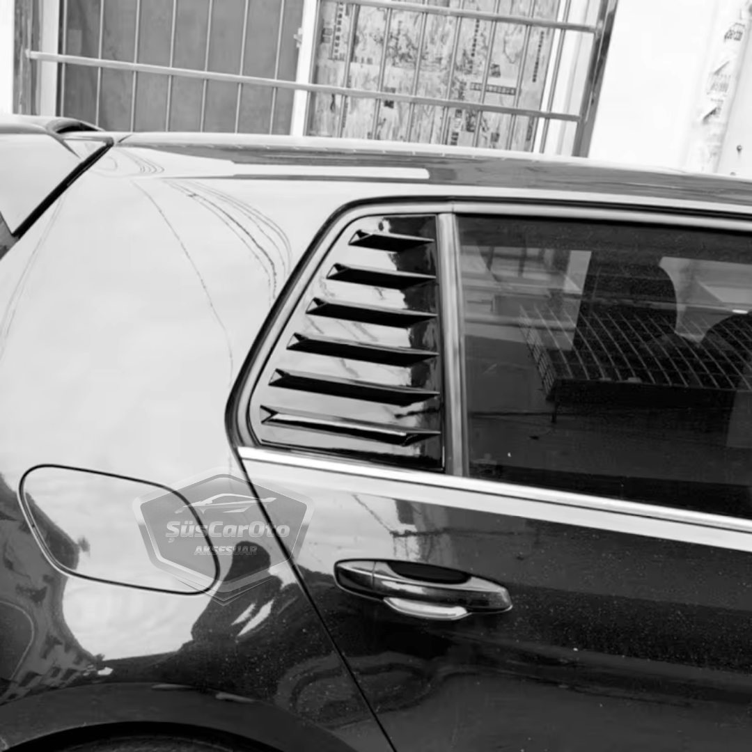 Vw Golf 7 7.5 2012-2020 Uyumlu Kelebek Cam Izgarası Kelebek Cam Vizörü Havalandırma Sağ Sol Takım Parlak Siyah image 6