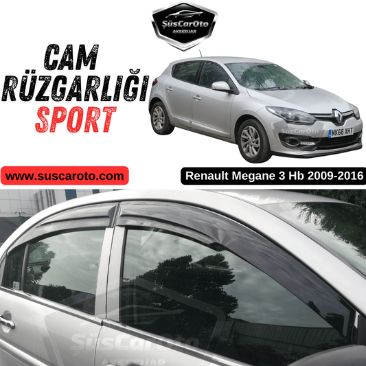 Renault Megane 3 Hb 2009-2016 Uyumlu Mugen Cam Rüzgarlığı Seti Piano Black 4'lü İthal Parlak Siyah image 0