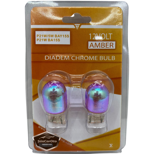 Diadem Ampul Krom Amber Park Sinyal Ampulü Gündüz Farı T20 WY21/5W 12V Turuncu Işık Colormatik 2'li Takım image 0
