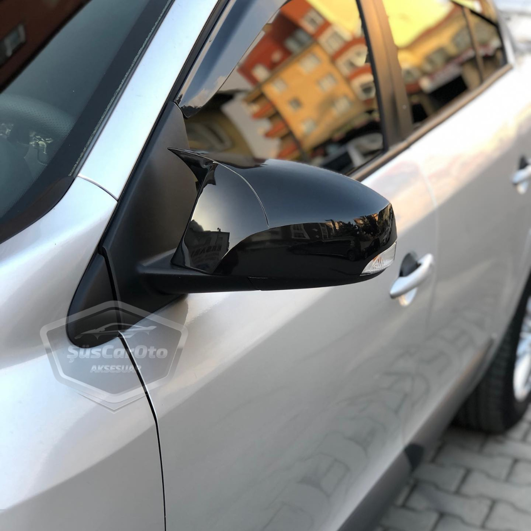 Renault Fluence 2009-2016 Batman Yarasa Ayna Kapağı Piano Black ABS Plastik image 1