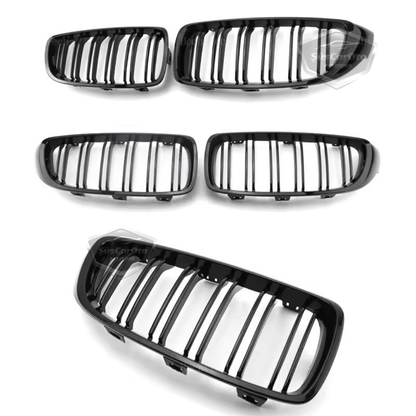 Bmw 4 Serisi F32 F33 F36 2013-2019 Uyumlu Ön Panjur Böbrek M4 Görünüm Izgara Çift Çizgi İthal Piano Black 1.Sınıf Sağ Sol Takım image 4