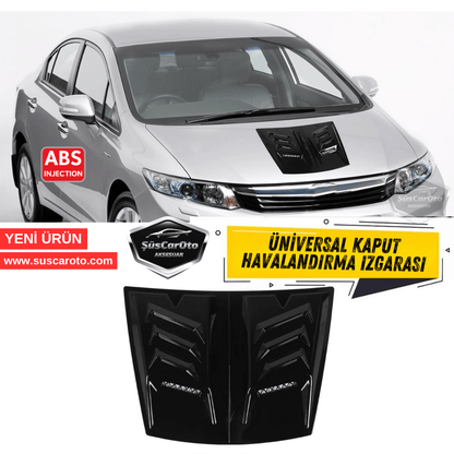 Üniversal Her Araca Uyumlu Geniş Midi Boy Kaput Üstü Havalandırma Izgarası Tavan Vent Air Scoop İthal Nikelajlı 48.5 x 35.5 cm image 0