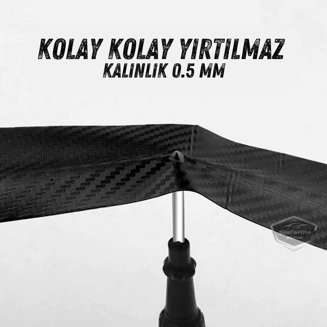 Üniversal Araç İçi 3D Siyah Karbon Kapı Eşik Bandı Arka Tampon Eşiği Koruma Folyosu Orijinal Hava Kanallı Yapışkanlı İthal Çok Amaçlı Tampon Koruma 5 Metre image 7