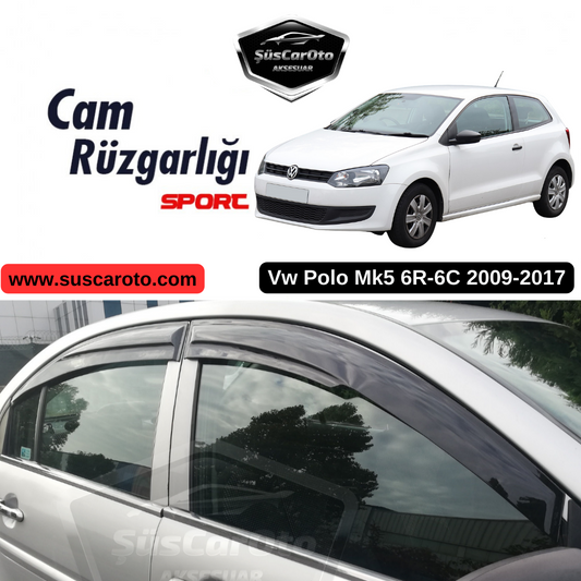 Vw Polo Mk5 6R-6C 2009-2017 Uyumlu Mugen Cam Rüzgarlığı Seti Piano Black 4'lü İthal image 0