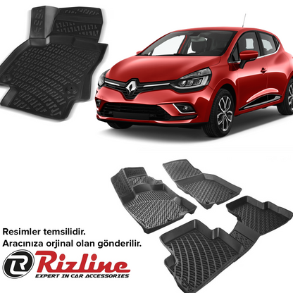 Rizline Renault Clio 4 2012 Sonrası Araca Özel 3D Havuzlu Paspas image 0