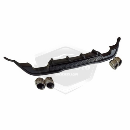 Vw Polo MK6 2018 Sonrası Araca Özel Mat Siyah Arka Difüzör Tırnaklı 4 Krom Egzoz Çıkışlı Arka Tampon Eki İthal 1.Sınıf image 5