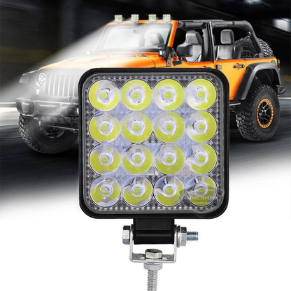 12V-24V Kare Çalışma Lambası 16 Led  Off Road Led Lamba Traktör Kamyon Tır Motosiklet Sis Farı Beyaz Projektör 48 Watt 11 cm 1 Adet image 0