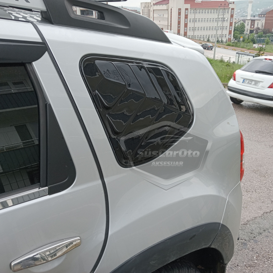 Dacia Duster 2010-2017 Uyumlu Kelebek Cam Izgarası Kelebek Cam Vizörü Havalandırma Sağ Sol Takım Parlak Siyah image 9