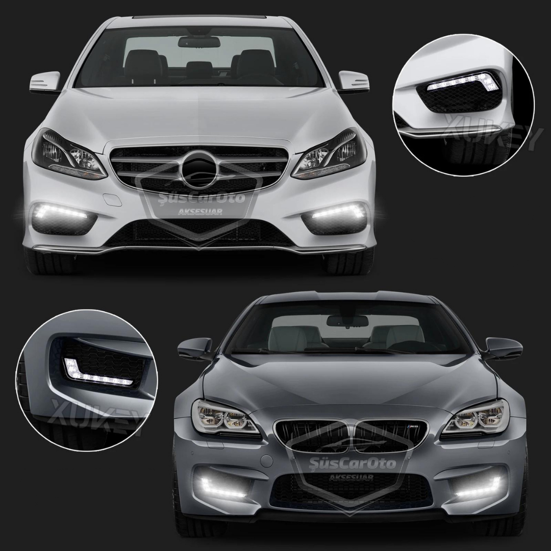 Üniversal 6 Led Mercedes Tip Gündüz Ledi Araba Gündüz Farı Araç Oto DRL Led Lamba Güçlü Işık 12V Su Geçirmez Beyaz 2 Adet image 6