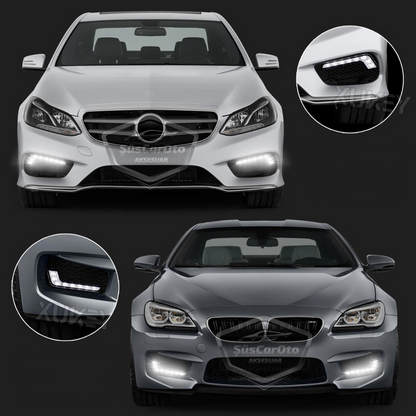 Üniversal 6 Led Mercedes Tip Gündüz Ledi Araba Gündüz Farı Araç Oto DRL Led Lamba Güçlü Işık 12V Su Geçirmez Beyaz 2 Adet image 6