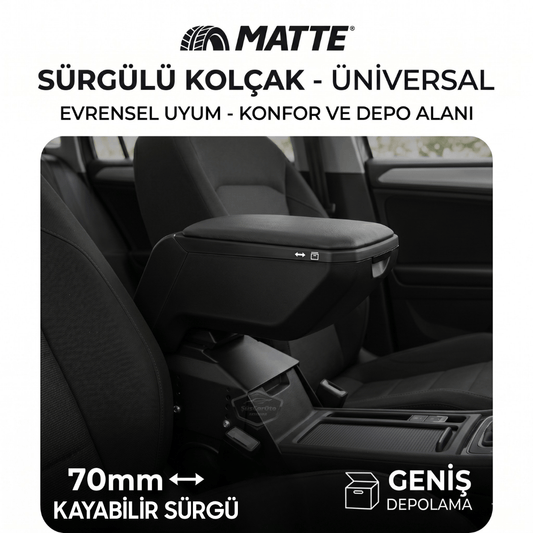 Üniversal Her Araca Uygun Lüx Sürgülü Kol Dayama Kolçağı Kızaklı Yüksek Kalite Oto Araç Kolçak Siyah image 0