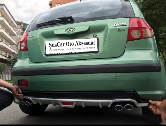 Hyundai Getz 4 Çıkışlı Egzoz Görünümlü Difüzör Arka Tampon Eki image 1