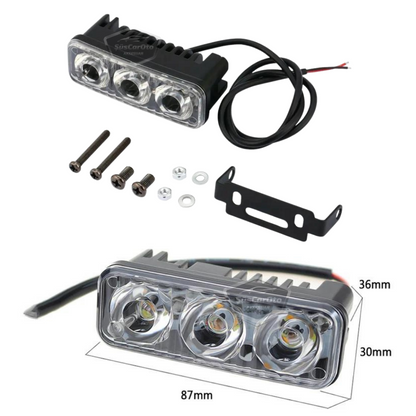 DRL 3 Led Mercekli Araba Gündüz Farı Araç Motosiklet Gündüz Ledi Oto DRL Led Lamba Güçlü Işık 12V Su Geçirmez Metal Beyaz 2 Adet image 6