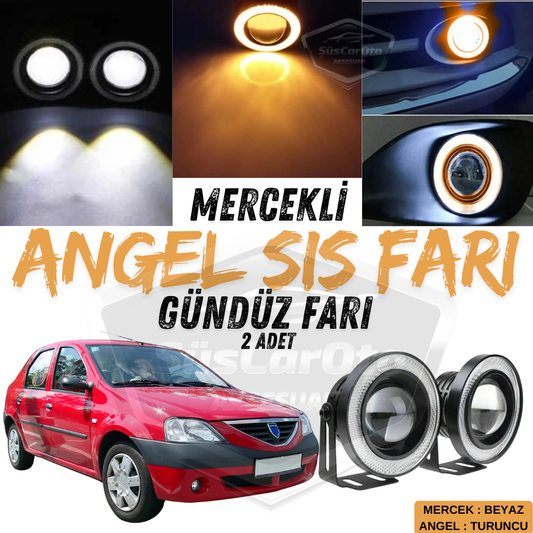 Dacia Logan Uyumlu Üniversal Mercekli Angel Sis Farı Metal Su Geçirmez 76 mm Turuncu Halkalı Gündüz Farı Angel Eyes 2 Adet image 0