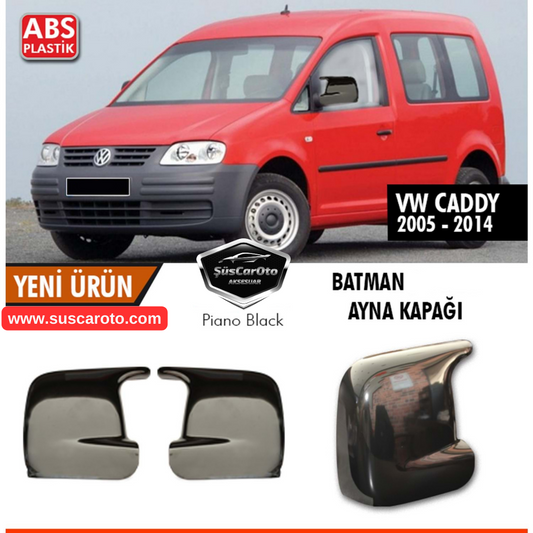 Vw Caddy Mk2 2005-2014 Uyumlu Batman Yarasa Ayna Kapağı Piano Black ABS Plastik image 0