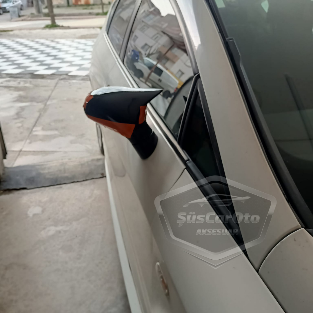 Seat Leon Mk2 2005-2008 Makyajsız Kasa İle Uyumlu Batman Yarasa Ayna Kapağı Piano Black ABS Plastik image 3