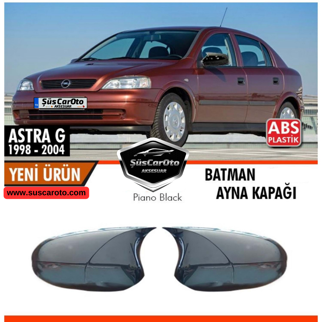 Opel Astra G 1998-2004 Uyumlu Batman Yarasa Ayna Kapağı Piano Black ABS Plastik image 5