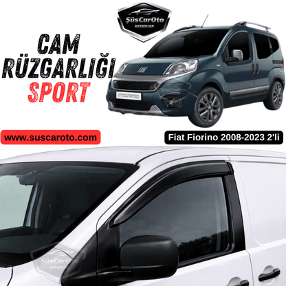 Fiat Fiorino 2008-2023 Uyumlu Mugen Cam Rüzgarlığı Seti Piano Black 2'li İthal Parlak Siyah image 0