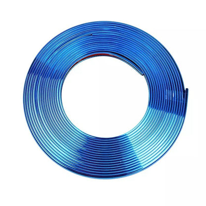 Araç Araba Oto Jant Fitili Metal Görünümlü Lastik Jant Trim Bandı Jant Şeriti 8 Metre Mavi image 1