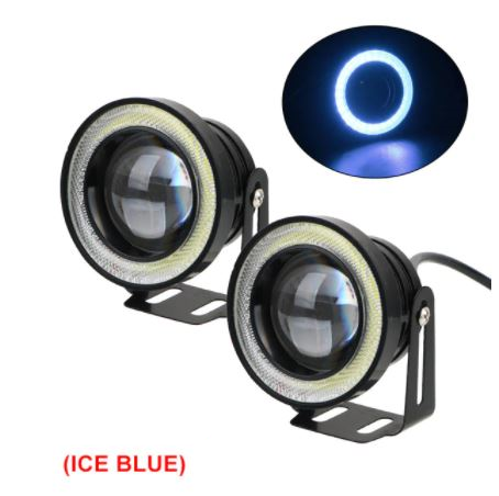 Üniversal Mercekli Angel Sis Farı Metal Su Geçirmez 89 mm Buz Mavi Halkalı Angel Eyes Kumandalı Çakarlı image 0
